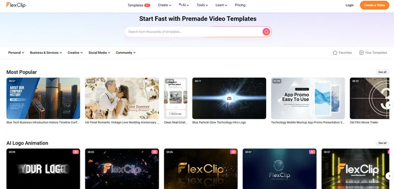 Extensive Library of Templates in FlexClip