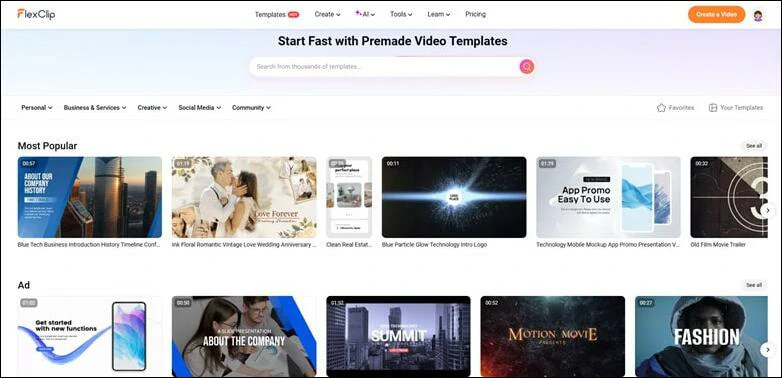 Extensive Library of Templates in FlexClip