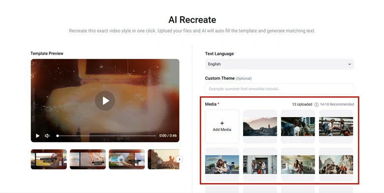 Upload Your Photos and Customize Settings of Your Upcoming Video