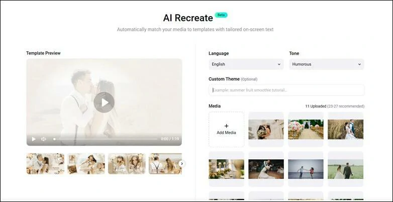Upload Your Photos and Customize Settings of Your Upcoming Video