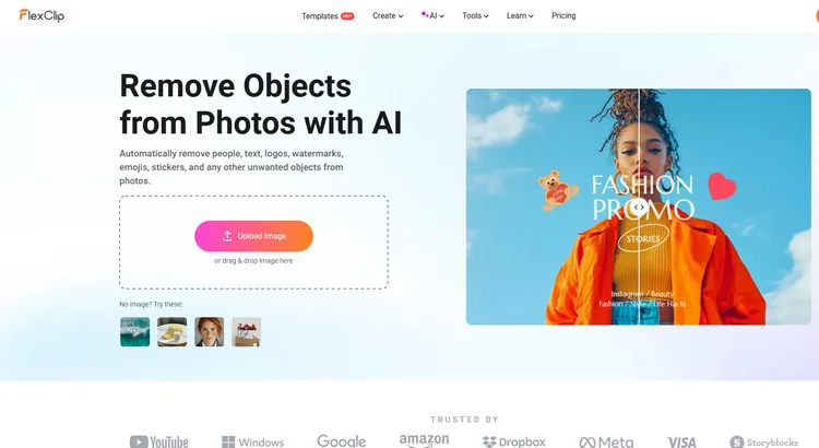Upload Photos to AI Object Remover - FlexClip