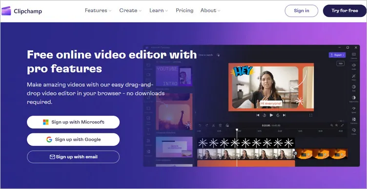 Bester Cloud-basierter Video Editor - Clipchamp