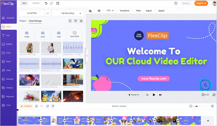 Bester Cloud-basierte Videobearbeitung - FlexClip