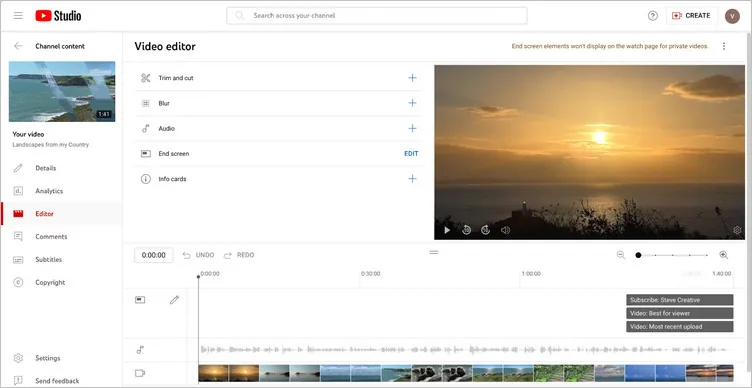 O melhor editor de vídeo baseado na nuvem - YouTube Video Editor