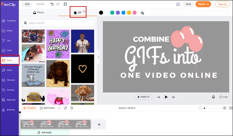 Add GIF Assets to FlexClip