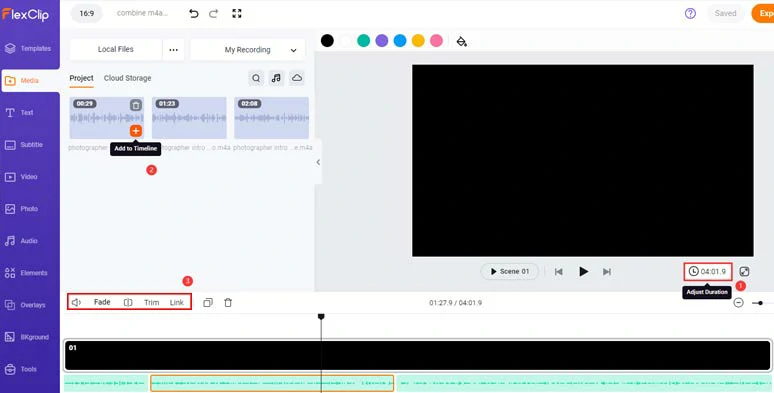 Add and combine M4A files on the intuitive timeline