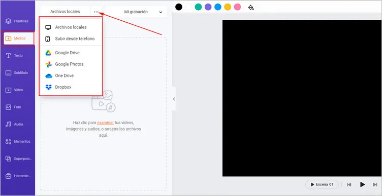 Combina múltiples imágenes en un retrato de grupo en FlexClip - Cargar