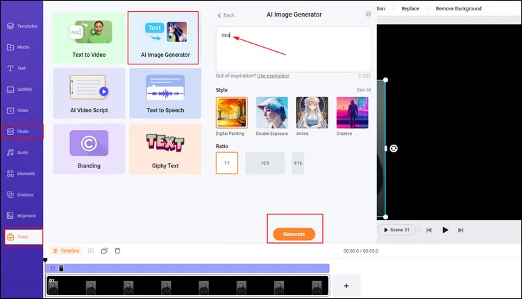 Combine Multiple Images into a Group Portrait in FlexClip - Add Background