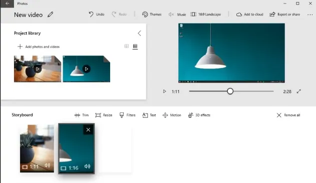 Combine Photo and Video - Windows 10 Photos