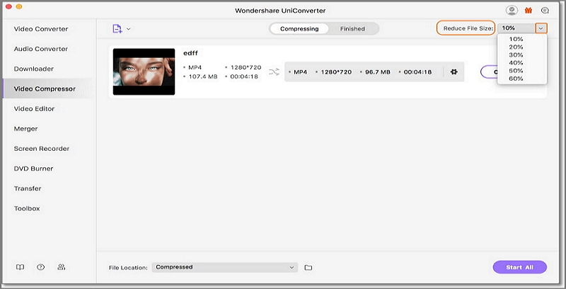 How to Compress A Video on Mac with UniConverter