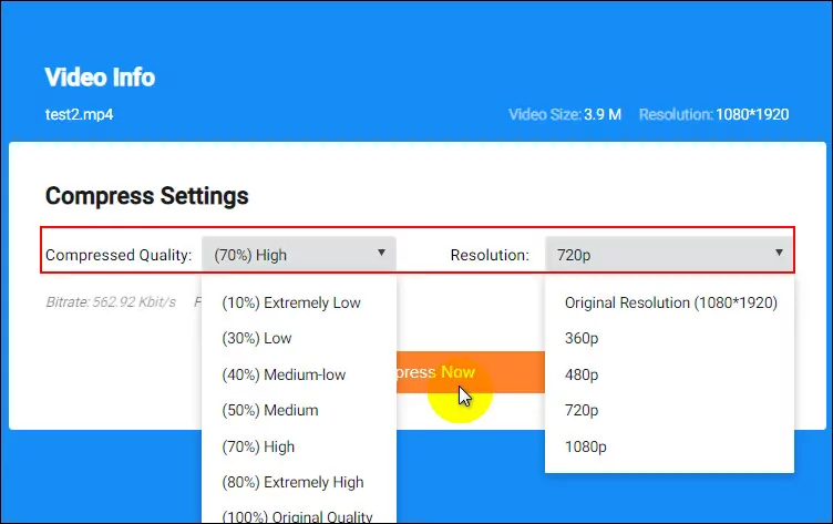 Compress Videos for Instagram Online - Step 2