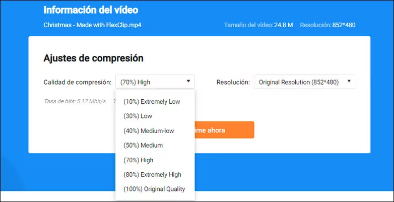 Video Compressor for WhatsApp - FlexClip: Settings