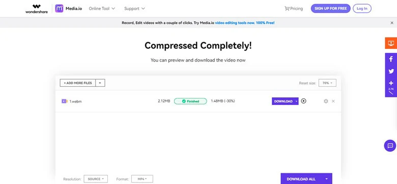 Compress Video and Download it