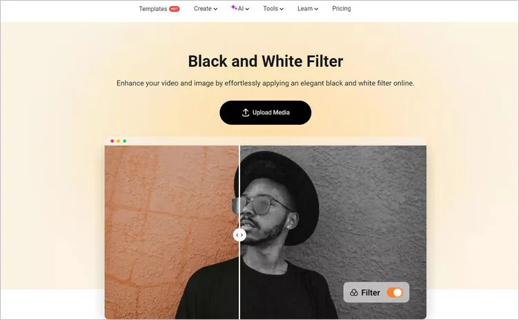 Convert Color Image to Black and White Online with FlexClip: Upload