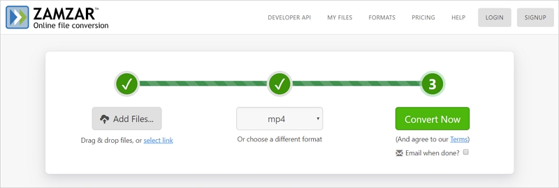 Convert FLV to MP4 with Zamzar