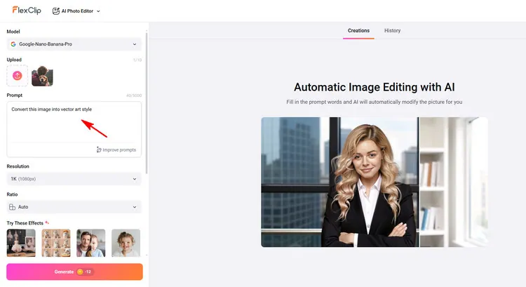Apply Vector Preset - FlexClip