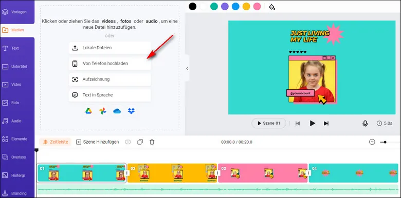 Convert Landscape to Portrait with FlexClip - Upload