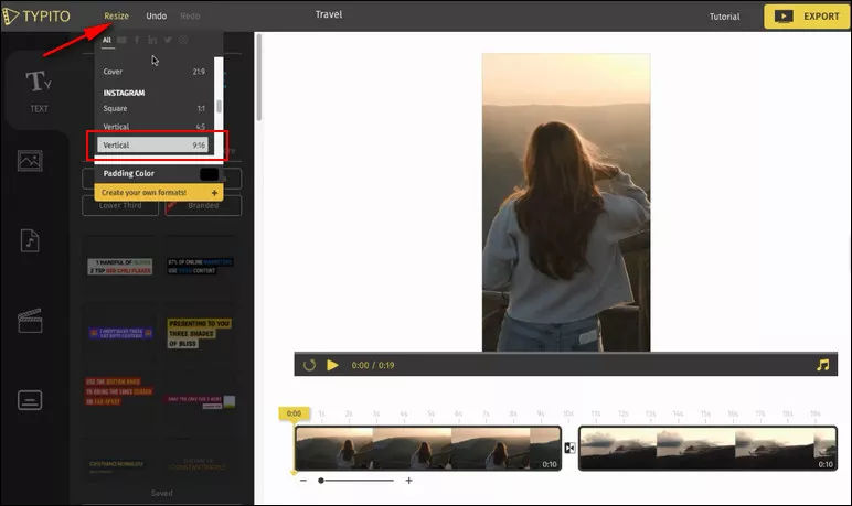 Convert Landscape to Portrait with Typito - Convert