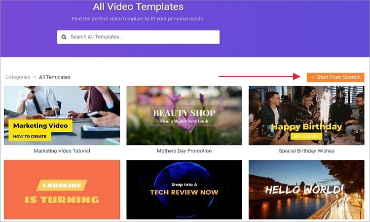 create a video project in FlexClip