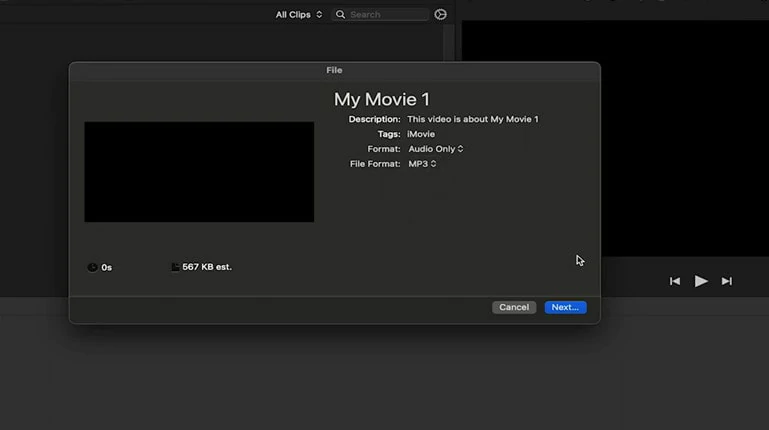 Turn M4A into MP3 with iMovie