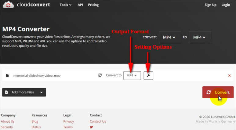 MOV to MP4 Converter: CloudConvert