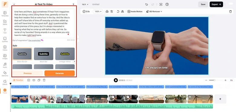 Quickly Transcribe Subtitles into Stunning Videos in FlexClip