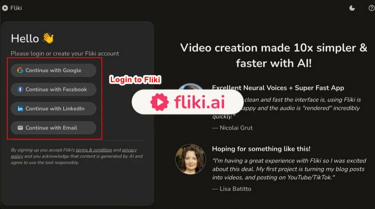 Login to Fliki