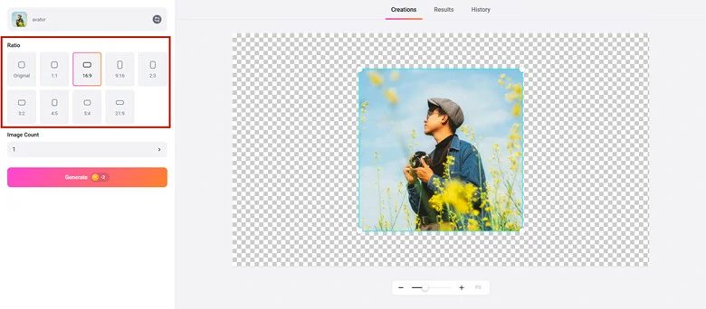 Choose the Landscape Ratio You Want and Begin the Process to Extend Vertical to Horizontal Image