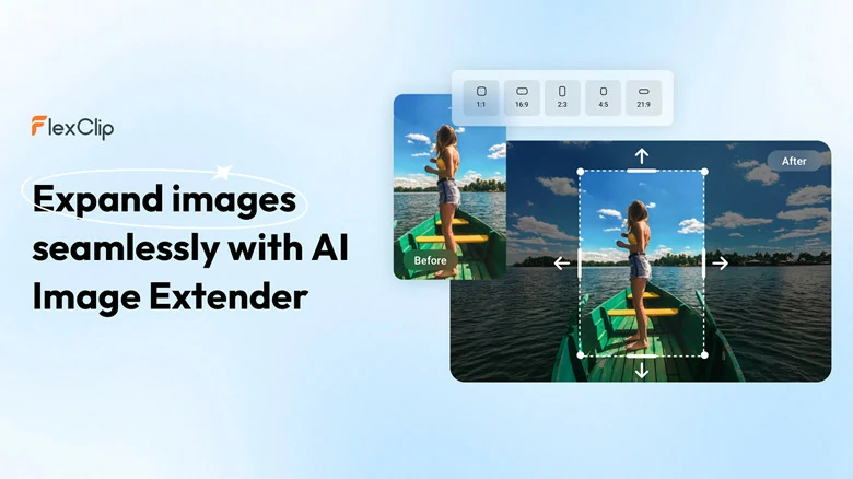 FlexClip's AI Image Extender to Change Vertical Picture to Horizontal
