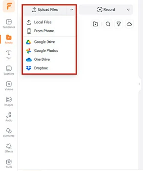 Import the Vertical Image to FlexClip