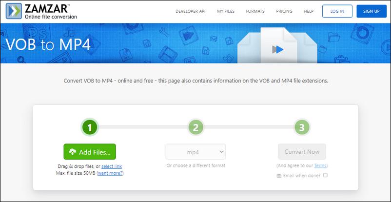 How to Convert VOB to MP4 Online with ZAMZAR