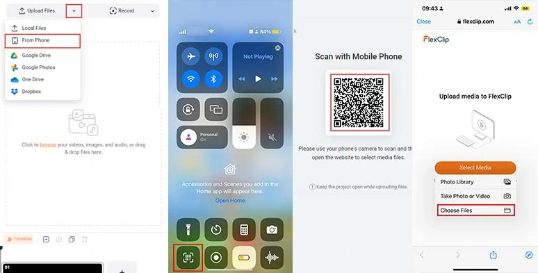 Upload your voice memo recordings to FlexClip from your iPhone