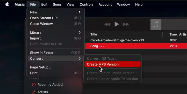 Convert voice memos to MP3 on Mac by Music App