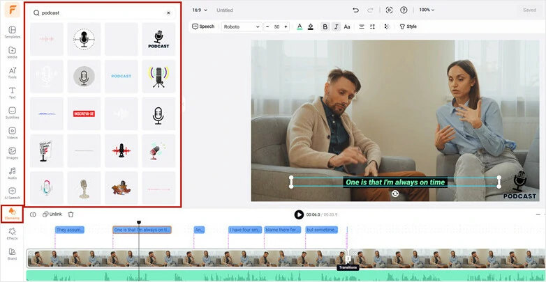 Add images, motion graphics, and audio waveform to the video