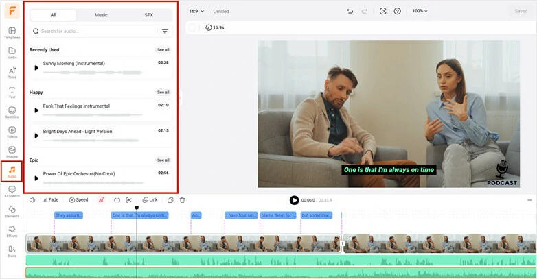 Add royalty-free music and sound effects to create the vibes