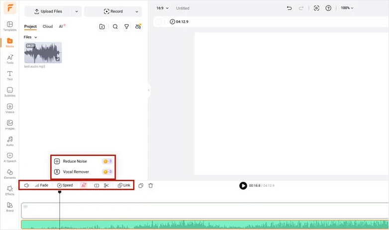 Add the voice recordings to the timeline and you may trim or split the audio file