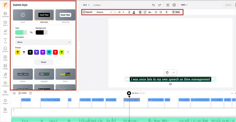 Customize the styles of the subtitles