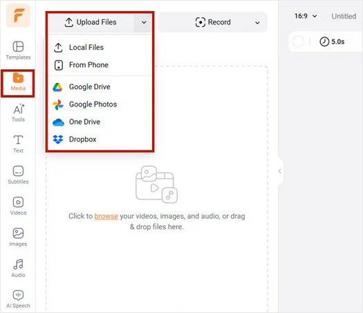 Upload your video assets to FlexClip