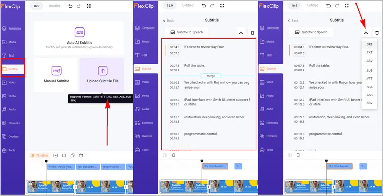 Convert VTT File to SRT with FlexClip