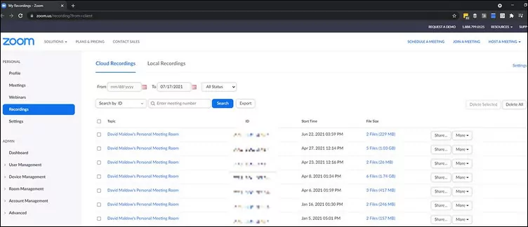 Find Zoom Recording Via Cloud