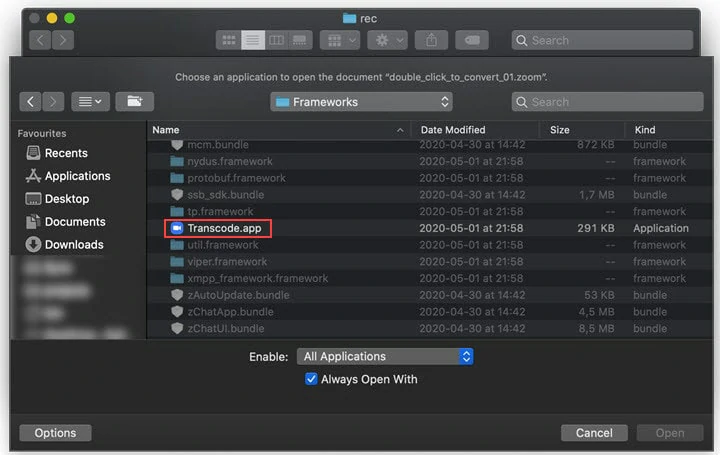 Convert Zoom Recording to MP4 via Transcode on macOS