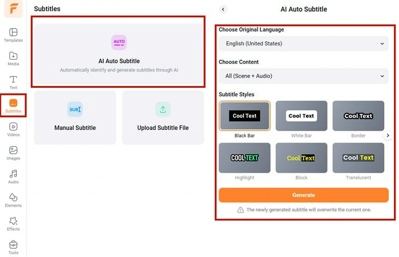 Make Settings and Launch Transcript Generation Process