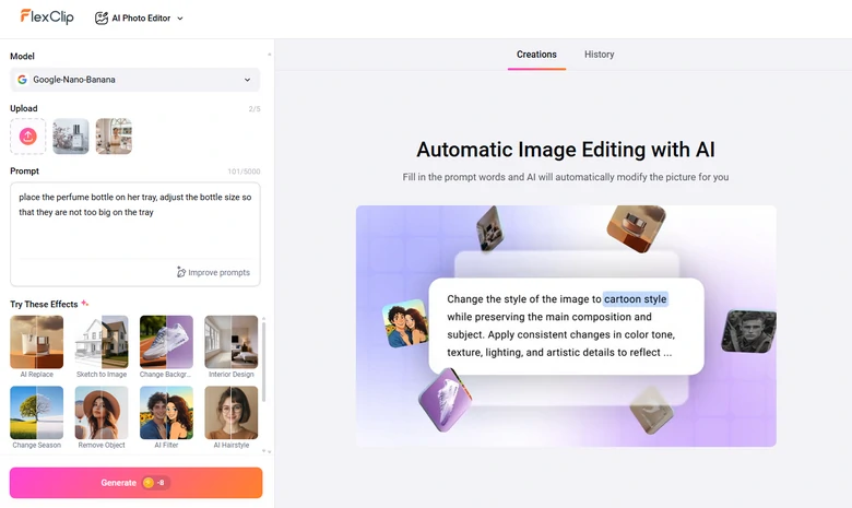 Transfer Object from One Image to Another Using FlexClip