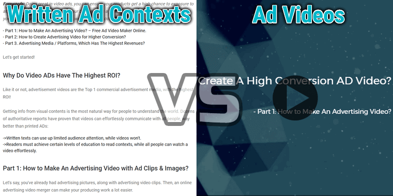 Written Ad VS Video Ad