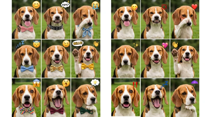 ペット証明写真にスタン・絵文字を追加