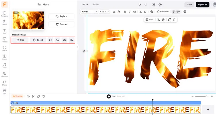 Add Text Mask to Create Flaming Text - Edit