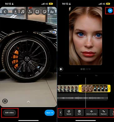 Edit Instagram Reels videos and photos