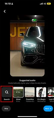 Use Instagram’s suggested audio or search for audio from Instagram Reels