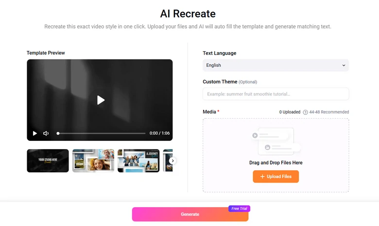 AI Recreate FlexClip Template