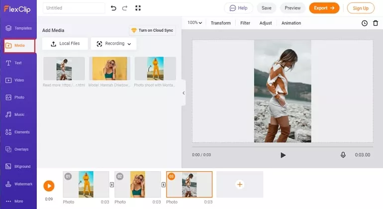 Create a Slideshow for Instagram with FlexClip - Step 2